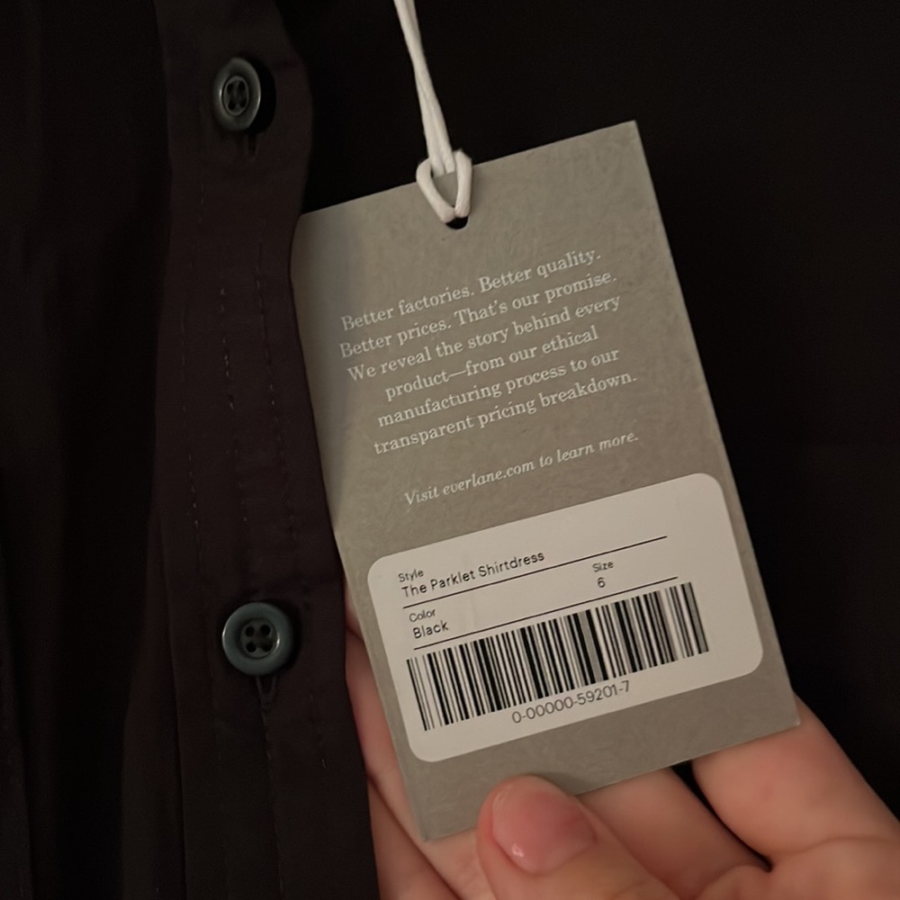 New Everlane The Parklet Shirtdress Black Size 6 - Picture 3 of 5